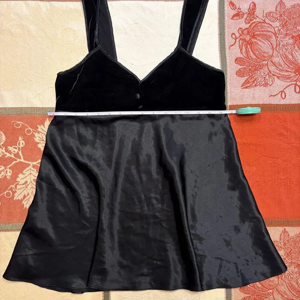 Expressions California Dynasty Black Velvet Satin Babydoll Top